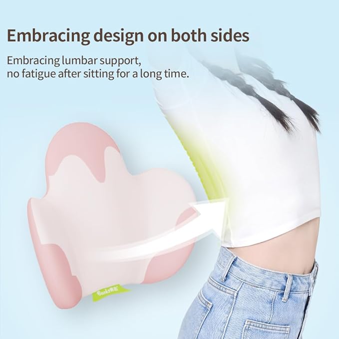 Lumbar Support Pillow for Office Chair, Gaming Chair, Car Driver Seat Back Cushion, Bed & Couch, Gifts for Friends and Parents,Ergonomic Back Support Pillow with Comfortable Memory Foam (Pink/White)