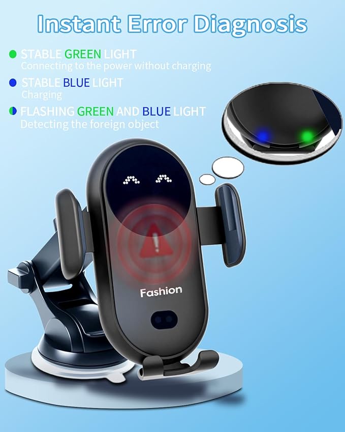 Wireless Car Charger, Auto-Clamping 3-in-1 Phone Mount - 15W/10W/7.5W Fast Charging Car Accessories Compatible with iPhone 16/15/14/13/12/11/Xs/XR, Samsung S23 Ultra/S22/S21/S20/S10+/S9(Black)