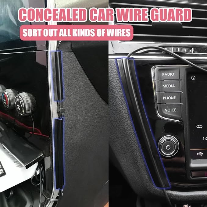 4PCS Car Wire Sleeve, Car Concealed Wire Sleeve, Self-Adhesive Tubing Cable Hidden Protector, Car Accessories Automotive Power Cord Cover PVC Cable Sleeve for USB, Audio and Video Line