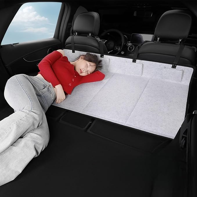 Car Sleeping, Non-Slip Foldable Mat, Waterproof Backseat Extender Advantage, Fabric Travel Kit, Vehicle Accessory with Easy Setup, Outdoor Camping Solution for Picnic Fishing Beach