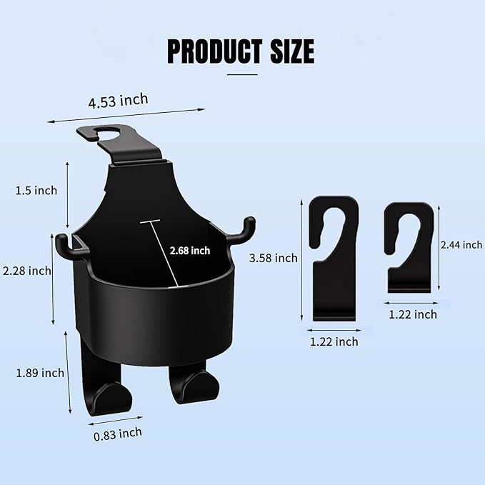 Multifunctional Car Seat Hook & Backseat Cup Holder, 3 in 1, Type-A 4PCS
