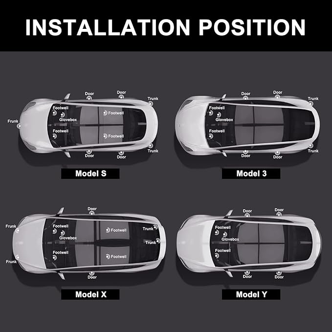 4 Pcs Interior LED Lights Bulbs Kit Compatible with Tesla Model 3, Y, X, S, Super Bright Replacement Light Bulbs for Footwell, Door Puddle, Trunk, Frunk - for Tesla Accessories (Blue)