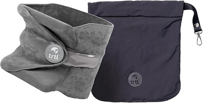trtl Pillow - Scientifically Proven, Super Soft Neck Support Travel Pillow for Airplanes - Lightweight and Machine Washable - Ergonomic Design for Traveling on Flights, Cars, and Trains - Grey