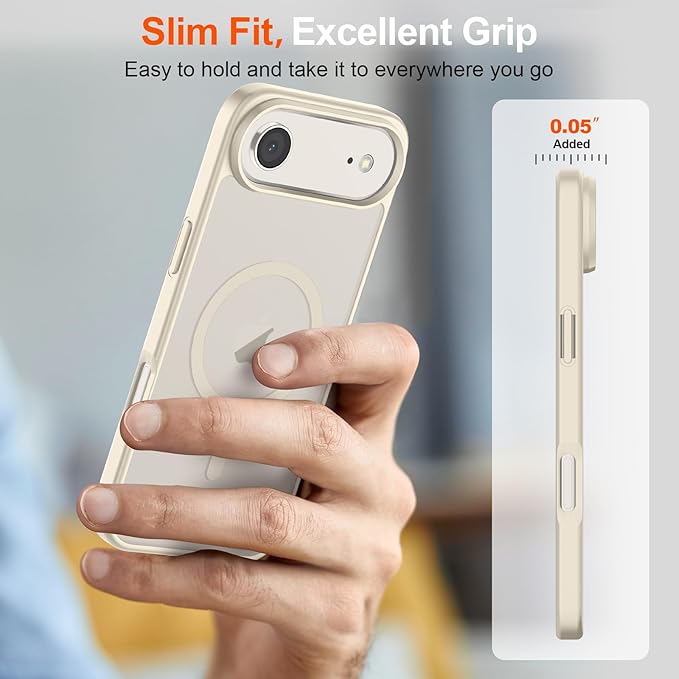SUPFINE Magnetic for iPhone Air Case (Compatible with MagSafe)(Military Grade Drop Protection) Slim Translucent Matte Shockproof with Anti-Fingerprint Phone Cover for 17 Air,Antique White