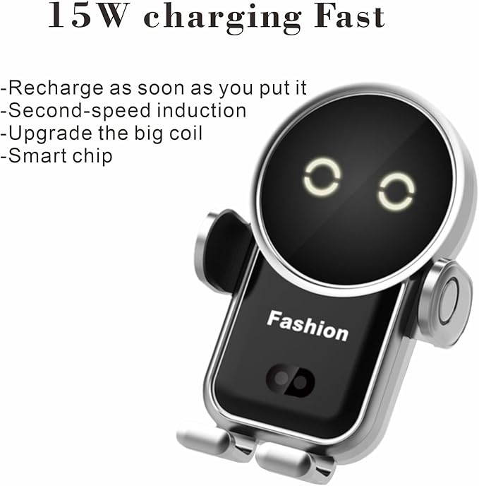 Cell phone holder wireless car charger,15W Auto Clamping Phone holders for your car fit for iPhone 16 15 14 13 12 Mini Pro Max 11 XR, Samsung Galaxy S24 Ultra S23 S22 S21+ Note 20 (Blue)