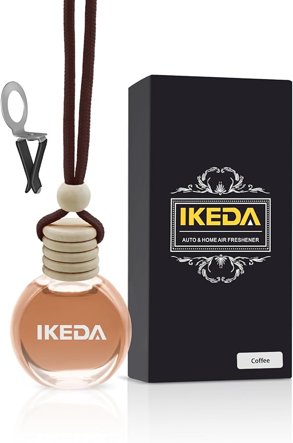 Ikeda Car Air Freshener: Hanging Car Smell Air Freshener | 10ml Hanging Car Perfume | Long Lasting Fragrance | Strong Scents Diffuser for Auto Home (Coffee)