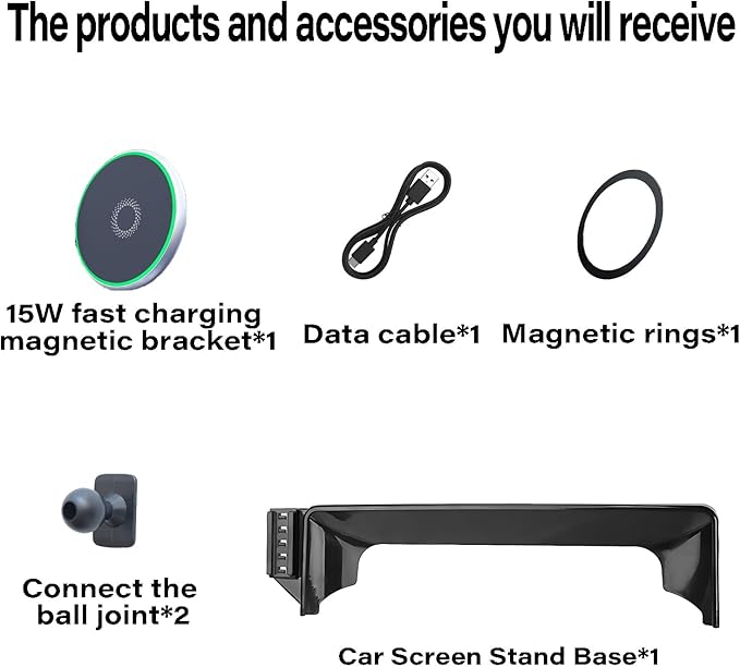 Car Phone Holder for Toyota Venza 2021-2024 Accessories Apply to 12.3 Inch Touch Screen 15W Fast Wireless Charger Screen Fixed Clip Cell Phone Mount Hands-Free 360 Degree Rotation