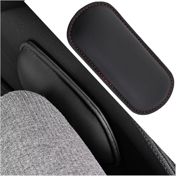 Mandark Car Knee Cushion Pad, Leather Memory Foam Vehicle Door Armrest Pillow for Leg Elbow, Comfort Auto Interior Center Console Thigh Support Mat Accessories, Universal for Most Cars (Black/Red)