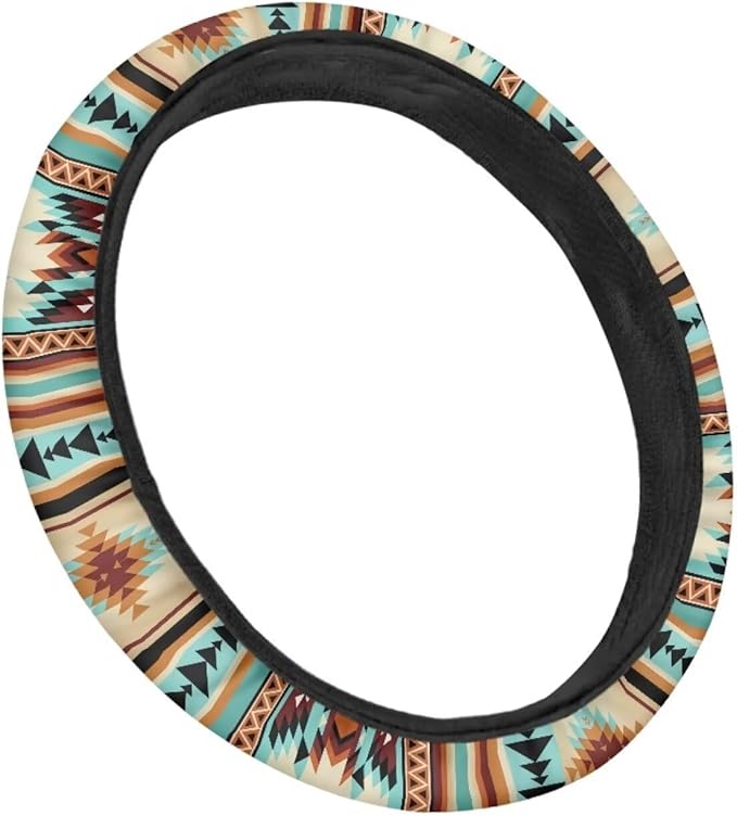 SEANATIVE Ethnic Aztec Car Steering Wheel Cover Universal Car Accessory for Diverse Cars Neoprene Dust Cover for Steering Wheel