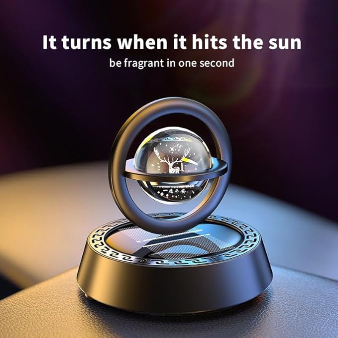 Luxury Solar Aromatherapy Car Air Freshener | Stylish Dashboard Rotating Perfume Diffuser | Plastic Solar-Powered Autorotation Decoration for Car Interior | Eco-Friendly Fragrance Diffuser