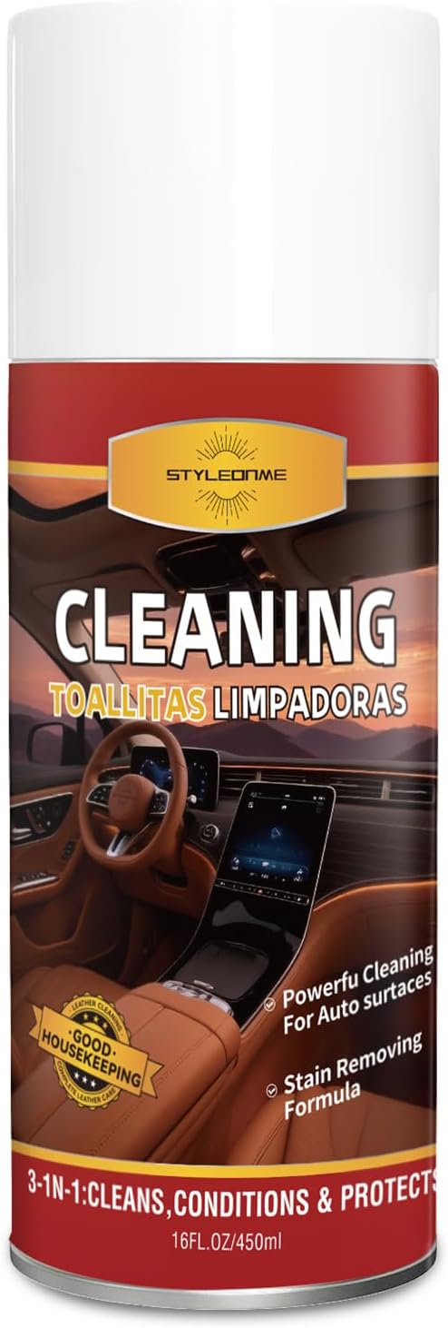 Dashboard Polish Wax, Premium Leather Cleaner & Conditioner 2 in 1 - Safe for Car Seats, Shoes, Jackets | Deep Cleaning & Moisturizing, Removes Stains/Dirt Without Damaging Leather, 16 oz(Pack of 1)