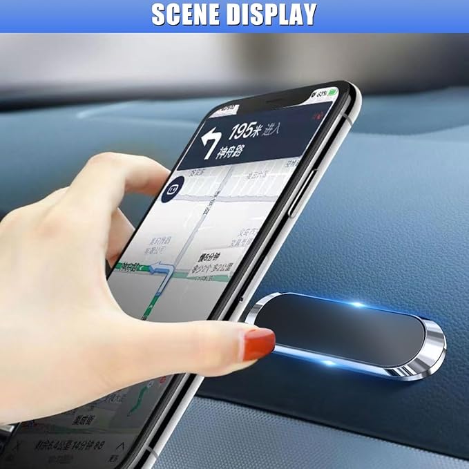 Magnetic Phone Car Mount, Flat Stick on Car Phone Holder with Metal Plate for Dashboard Wall, Universal Automobile Cradles Compatible with Cell Phones & Mini Tablets (Sliver)