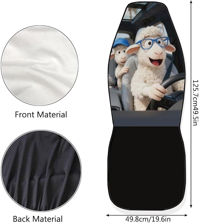 Cute Car Seat Covers Front Seats Breathable Front Seat Covers Sheep Stretch Polyester Fabric Cover Removable Automotive Accessories Suitable for Most Cars,SUV,Sedan