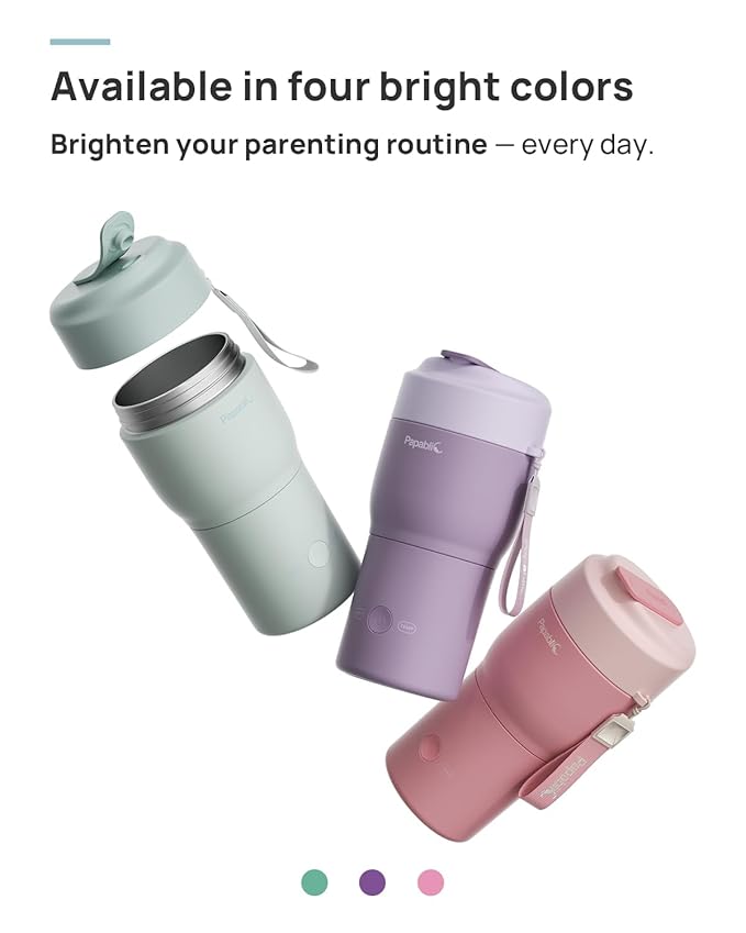 Papablic Pro Portable Bottle Warmer for Travel, Fast 2X Heating, Built-in Sterilizer, 5 Temp Settings, Water & Baby Milk & Formula Warmer on the Go, Smart Keep Warm, Lilac Purple