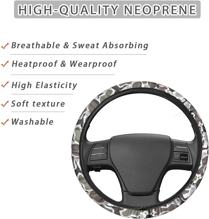 SEANATIVE Duck Hunting Auto Steering Wheel Protector Car Steering Wheel Cover Anti-Slip Universal 15" Vehicle Accessory All Weather Protection
