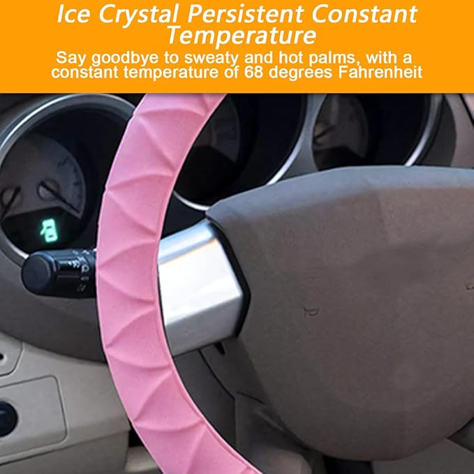 Car Steering Wheel Cover, Anti-Slip Soft Silicone Automotive Steering Wheel Protector, Comfortable Vehicle Steering Wheel Protective Accessories, Universal for RV, SUV, Truck (Pink)