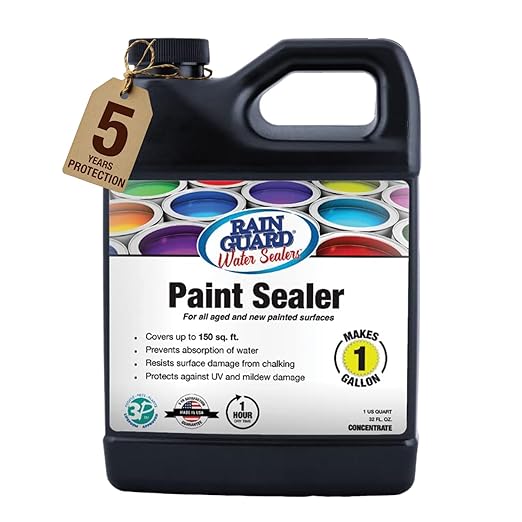 Rain Guard Paint Sealer Concentrate | Makes 1 Gallon | Protects All Painted Surfaces like Concrete, Wood, Stone from Water Damage, Stains/other contaminents | Silane/Siloxane Acrylic Waterproofer