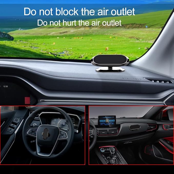 [3 Pack] Car Magnetic Phone Mount, Upgrade 8X Magnets Strong Magnet Cell Phone Holder,Dashboard 360° Rotation & Degrees View, for All Smartphone and Cellphone