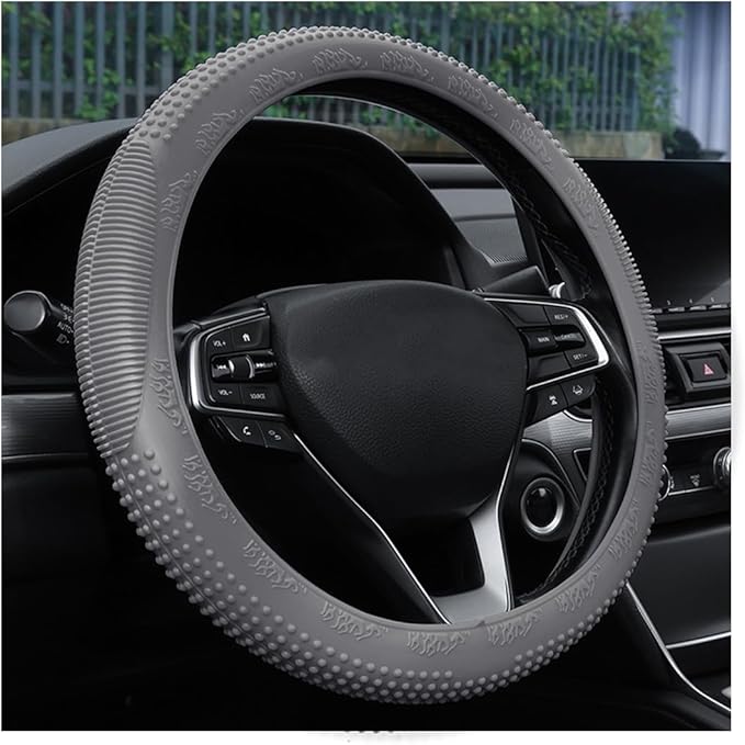 Steering Wheel Cover, Car Silicone Steering Wheel Protector, Anti-Slip Soft Odorless Wheel Covers, Universal 14-15 Inch Steering Wheel, Automotive Interior Accessories (Gray)