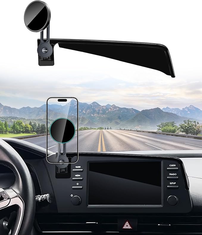 Phone Mount for Toyota Hyundai Elantra 2021-2024 2025 Accessories 10.25-Inch/8-Inch Screen Fixed Clip, Magnetic Car Phone Holder for MagSafe, Strong Magnets Fast Wireless Charger Cell Phone Base