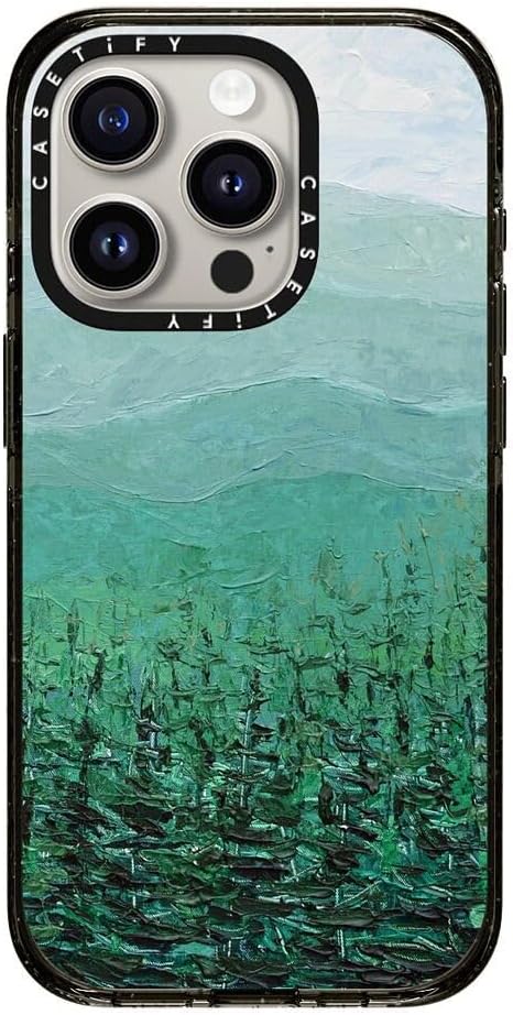 CASETiFY Impact Case for iPhone 15 Pro [8.2ft 4X Military Grade Drop Protection/Compatible with Magsafe] - Pine Forest - Clear Black