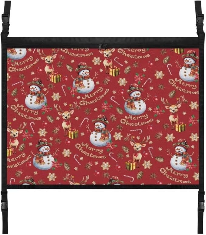 Snowflake Snowman Car Roof Storage Bag Car Seat Back Hanging Bag All Car Storage Organizers One-Size-Fits Tidy Pouch Pocket Storage for Small Items