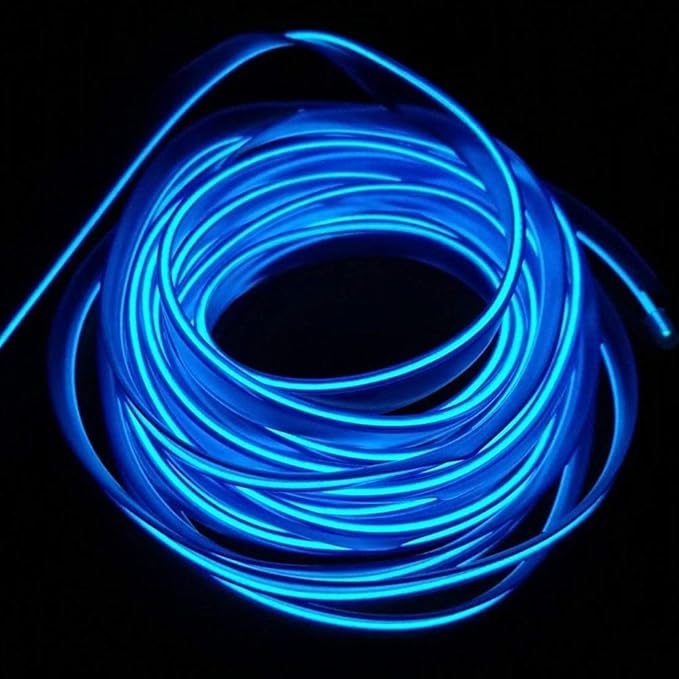 ABALDI 5m/16ft USB Neon EL Wire Lights Glowing Electroluminescent Wire Light String Strip for Xmas Party Indoor Outdoor Festival Decoration(Blue)