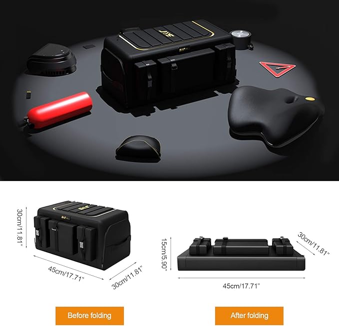 Ergocar Car Trunk Organizer Car Boot Storage Organiser Multi Pocket Car Boot Tidy Storage 3 Times Size Folded Portable Waterproof 1680D Oxford for Car/SUV/Truck/Auto