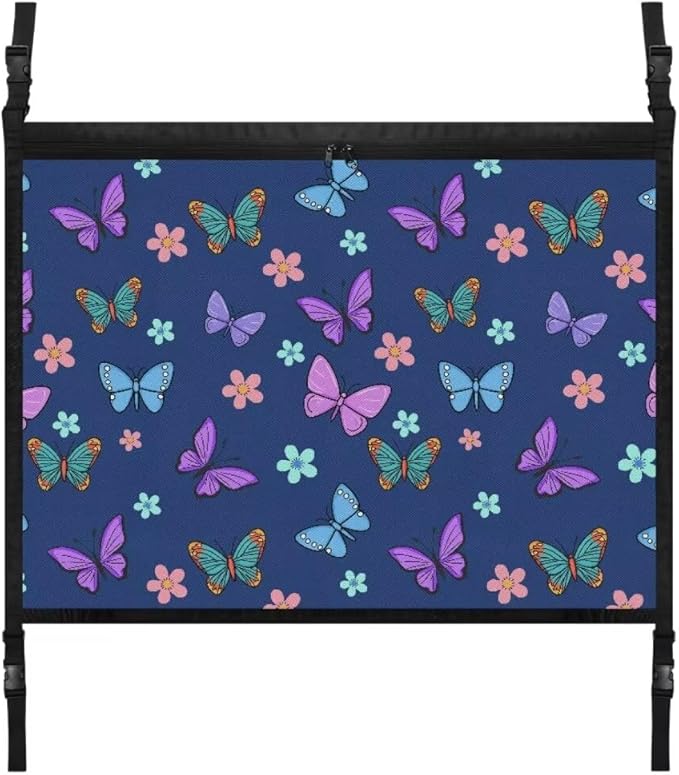 Colorful Butterfly Car Roof Storage Bag Car Seat Storage Hanging Bag Multi-Purpose Car Bag Storage Box Organizer Pouch Pocket Inner Car Accessories Compatible with Most Vehicles