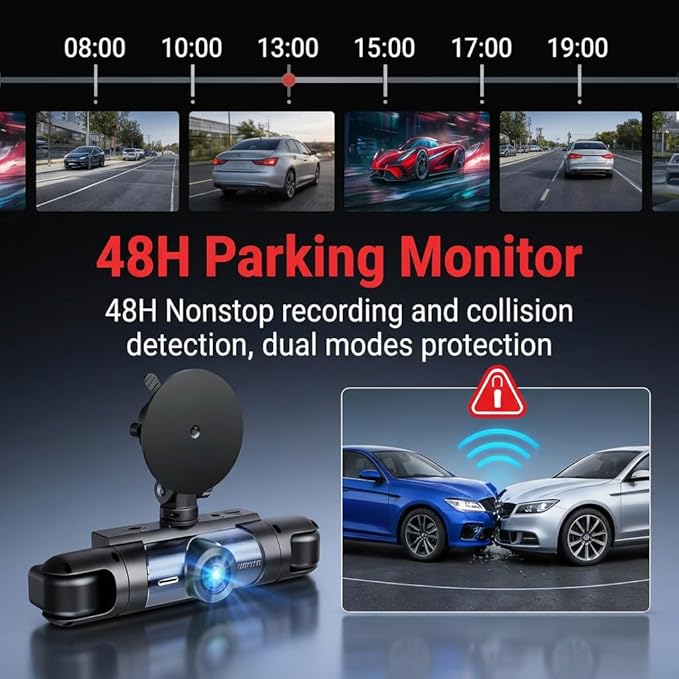 Dash Cam Front and Rear Inside,4 Channel Dashcam for Cars,Car Camera Driving Recorder with IR Night Vision,Loop Recording,3.16 Inch IPS Screen,Parking Mode (Dark Black)