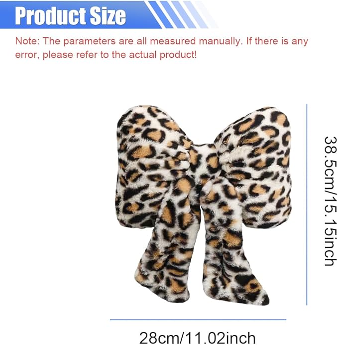 2PCS Cute Bow Car Headrest Pillow, Soft Breathable Leopard Plush Car Neck Support Pillow, Comfortable Warm Ergonomic Auto Interior Head Rest Cushion for Women, Girl (Gray)