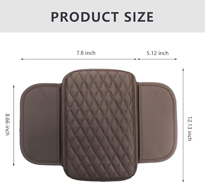 Car Center Console Cover,Microfiber Leather Car Armrest Cover Cushion with Storage Bags, Universal Car Armrest Storage Box Car Interior Accessories for Most Vehicles, Dark Brown