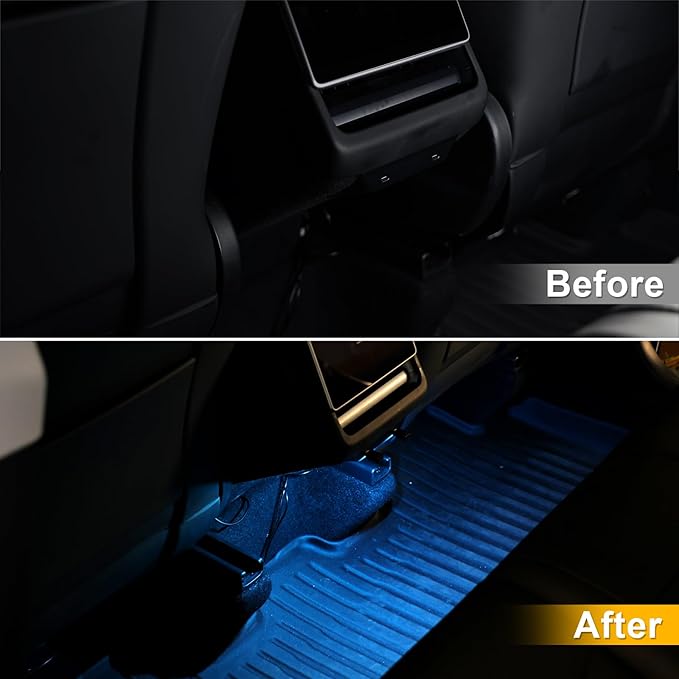 2PCS USB Ambient Light for Model Y Juniper/3 Highland Plug-in Type C Atmosphere Lamp fit for Cars RGB USB-C Portable Auto Ambient Lighting Night Light Accessories for Model Y Juniper