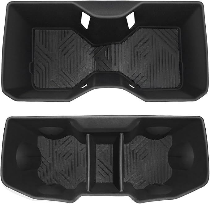 Muslogy Center Console Front&Rear Cup Holder Inserts Compatible with 2024 2025 2026 Toyota Tacoma Accessories Middle Console and Rear Armrest CupHolder Silicone Rubber Organizer 2PCS Set