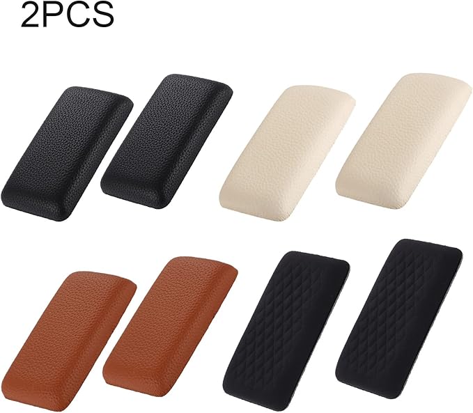 2pcs Car Arm Rest Elbow Pads, Auto Center Console Knee Cushion Adjustable Height Soft Leather Pad Knee Support Pad with Memory Foam for Universal Car Interior Accessories(Black)