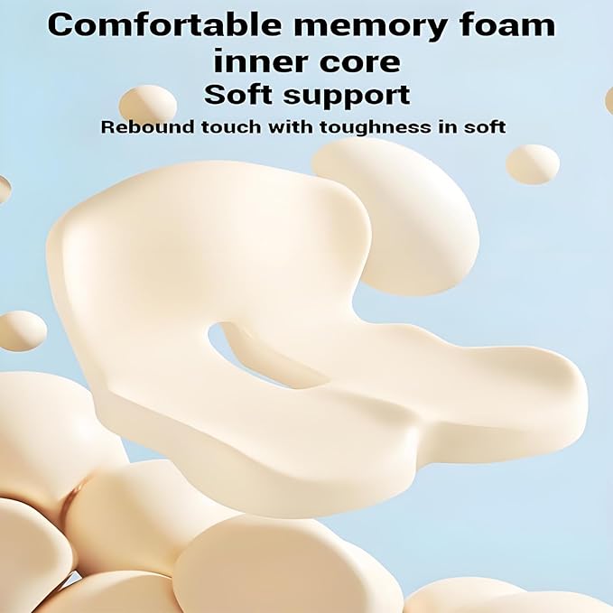 Memory Foam Contoured Seat Cushion with L-Shaped Ergonomic Design for Office Chair Car Seats  Seat Cushion for Truck Driver, Truck Car Seat Cushions for Driving Lumbar Support (Grey)