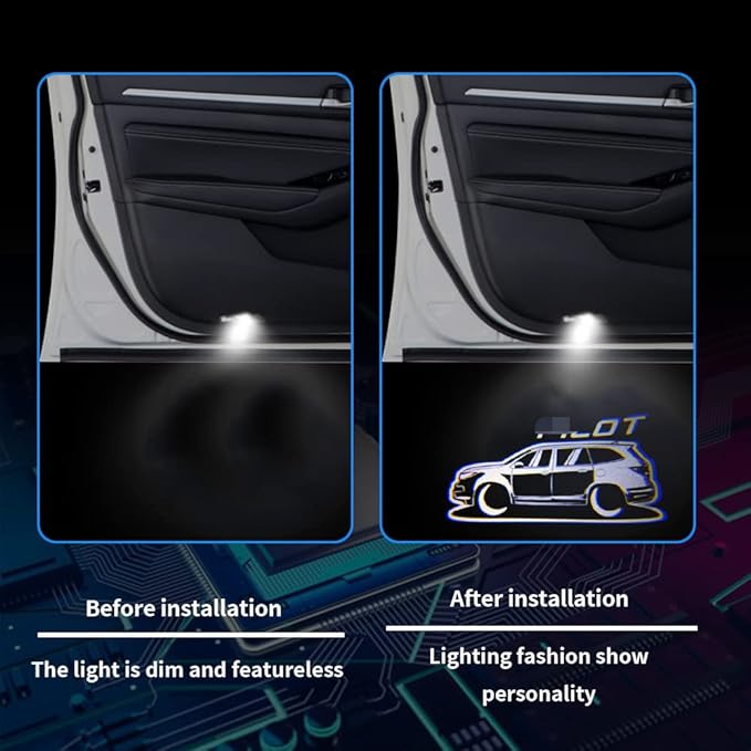 2 Pcs Car LED Projector Door Shadow Light Welcome Light Laser Emblem Logo Lamps Kit Puddle Lights LED Courtesy Step Lights Ground Lamp HD Kit Replacement for (Pilot-car, Pilot 2009-2021)