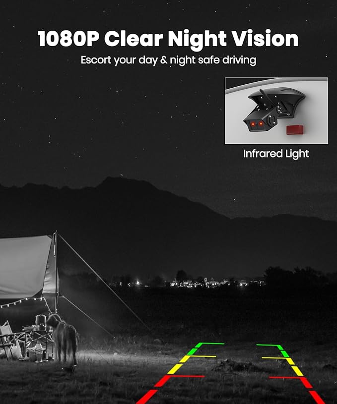 AUTO-VOX 7" Dual Wireless RV Backup Camera System: 2 Cams for Full Surround View, Plug & Play, 1080P HD Monitor, Night Vision & Wide Angle to Eliminate Blind Spots for Trailers, Campers, Motorhomes