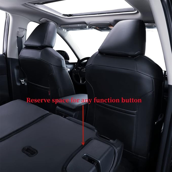 coverdream Rav4 Waterproof Leather Seat Covers Custom Fit for 2019-2024 2025 Toyota Rav4 Hybrid (Not for XSE/SE/Plug-in Hybrid),Full Coverage,Airbag Compatible,Car Seat Protector(Full Set,Red/Black)