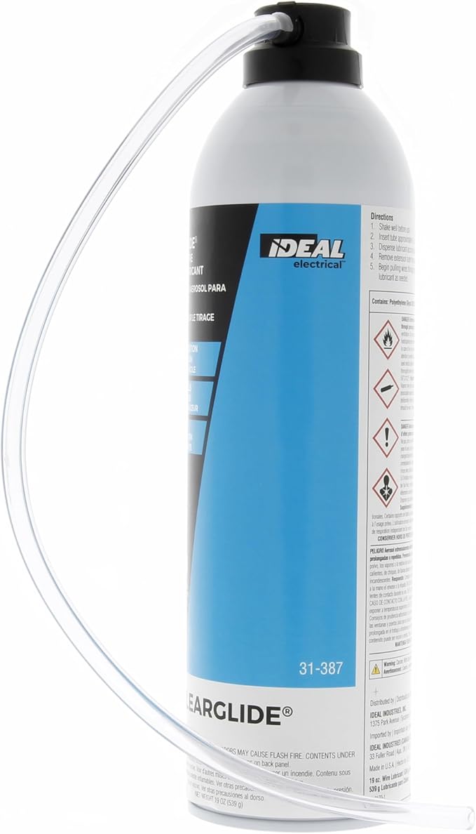 Ideal Electrical ClearGlide Aerosol Wire Lubricant, 19 oz. Can (31-387), Portable, Mess-Free Spray Lubricant, Cable Lube for Wire Pulls with Precision Nozzle