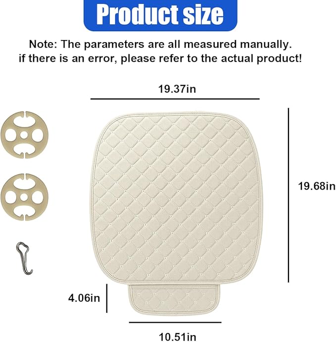 YoRise Comfortable Car Seat Cover, Linen Breathable Anti-Slip Front Bottom Seat Cushion Pad with Storage Pocket, Universal Auto Interior Seats Protector Accessories for Car Truck SUV (Beige)
