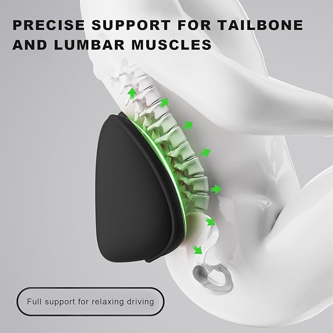 Lumbar Support Pillow, Non-Slip, 39.5x17.5x8.5cm, Ergonomic Back Cushion, Car Seat Pillow, Ergonomic Design, for Car, Chair, Driving, Seat, Office, Back, Support, Relief