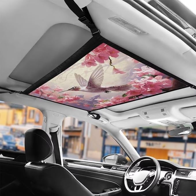 Hummingbird Flower Car Roof Storage Bag Multi-Purpose Seat Organizer Car Bag Storage Box Organizer Pouch Pocket Car Travel Accessories Compatible with Most Cars