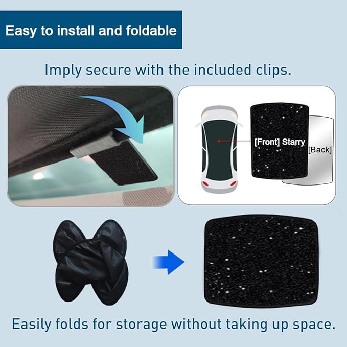 Car Sunroof Compatible with Tiguan 2018-2023 5-Door SUV, Foldable Glass Roof Sunshade with Storage Bag, Sunshade Roof Heat Insulation Sun Protection Roof Sunshade Interior Sunroof Shade