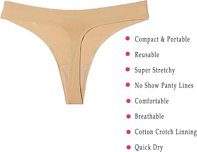 4in1 Essential Hygiene Kit Includes Seamless Thong Underwear, Fresh Wipe & Panty Liner - Accidents Travel Toiletry Kit On-the-Go Period Kit