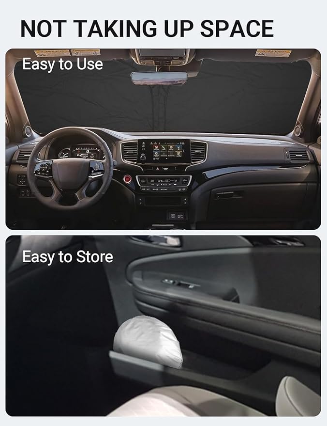 Proadsy 2026 Upgrade Front Windshield Sun Shade Foldable Sunshade Protector Custom Fit 2019-2025 Passport, Sport, EX-L, Touring, Eliten, SUV Accessories