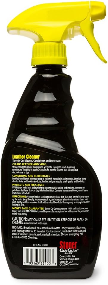 Stoner Car Care 95400-6PK Leather Cleaner and Conditioner for 3-in-1 Car Interior Cleaner to Rehydrate Protect and Preserve Leather Surfaces, 16 Fl Oz, Pack of 6