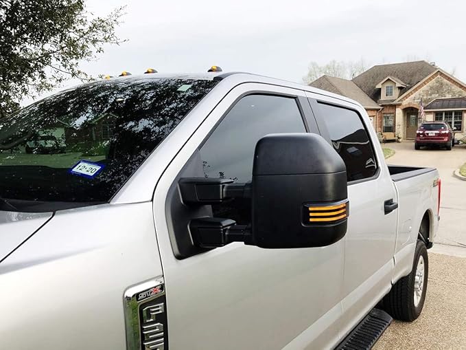 iJDMTOY Blackout Smoked Lens Dynamic Sequential Blink Triple-Row Full LED Side Mirror Turn Signal Light Assembly Kit Compatible With Ford 2017-2022 F-250 F-350 Towing Mirror