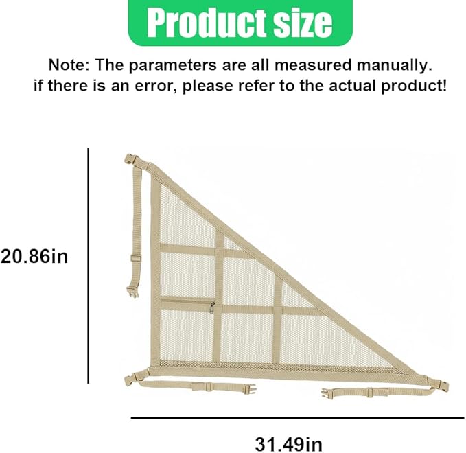 Double-Layer Car Ceiling Cargo Net, 31.49" x 20.86" Auto Roof Mesh Storage Pocket with Adjustable Buckle, 3 & 4-Handle Vehicle Interior Organizer Bag for Road Trips and Camping (Beige)