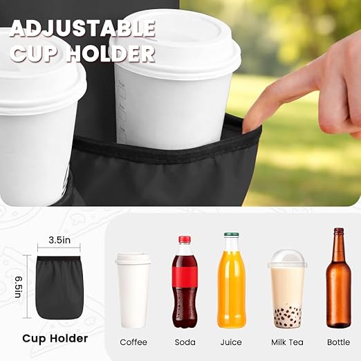 CIVJET Insulated Food Delivery Bag with 4 Cup Holder and Bottom Support, XX-Large Insulated Grocery Bags Keep Food Hot/Cold, Cooler Bags with Drink Carrier, Food Carrier Catering Bag for Events, Black